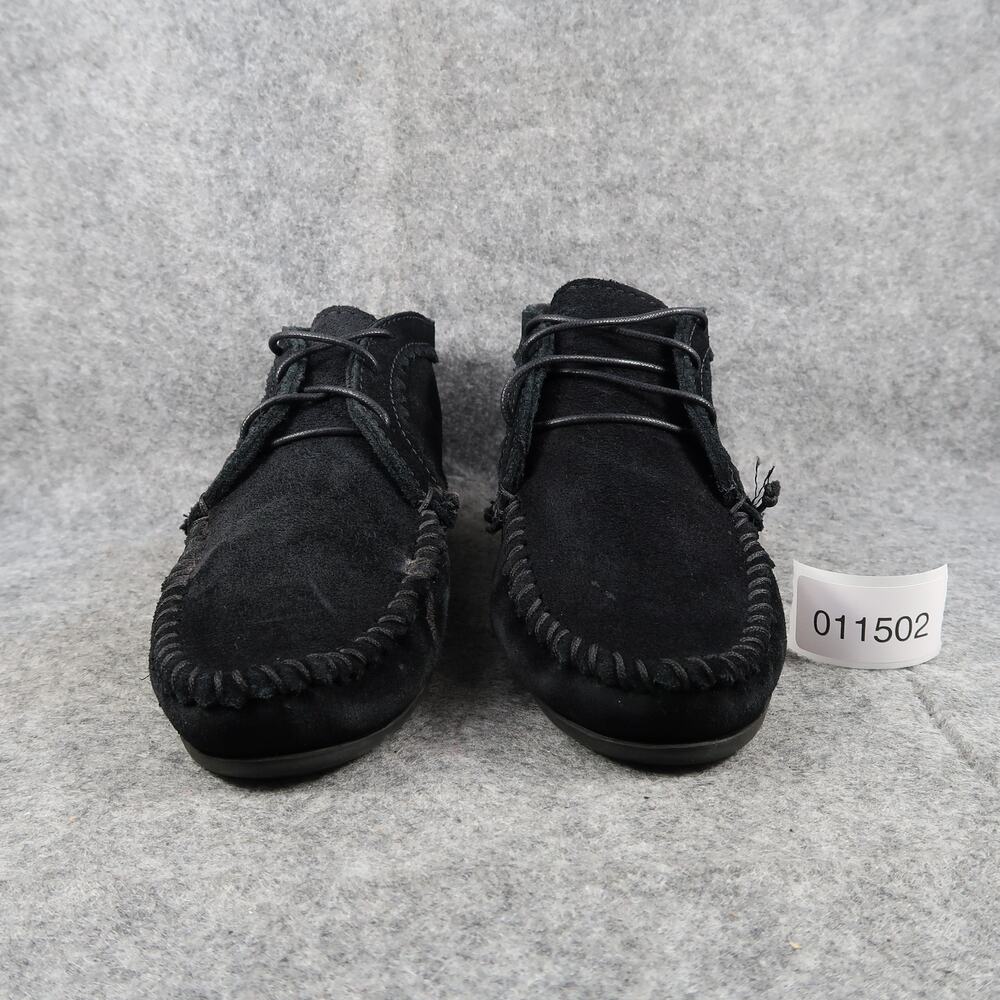 Minnetonka Shoes Womens 8 Moccasin Chukka Ankle Bootie Leather Black Lace Up - Picture 2 of 13